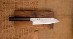 Hayabusa Santoku VG-10 Tsuchime Damascus Ebony 180mm (7.1") -Sharpedge Shop 420108101683 HayabusaSantokuVG 10TsuchimeDamascus180mm monoebonyhandle 10