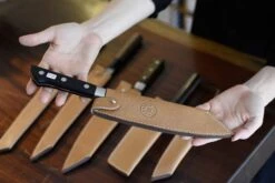 Leather Saya Bunka/Santoku/Gyuto [knife Sheath] - 195mm (7.7") -Sharpedge Shop Leather Saya Bunka Santoku Gyuto knife sheath 195mm 7.7 details 22055433926