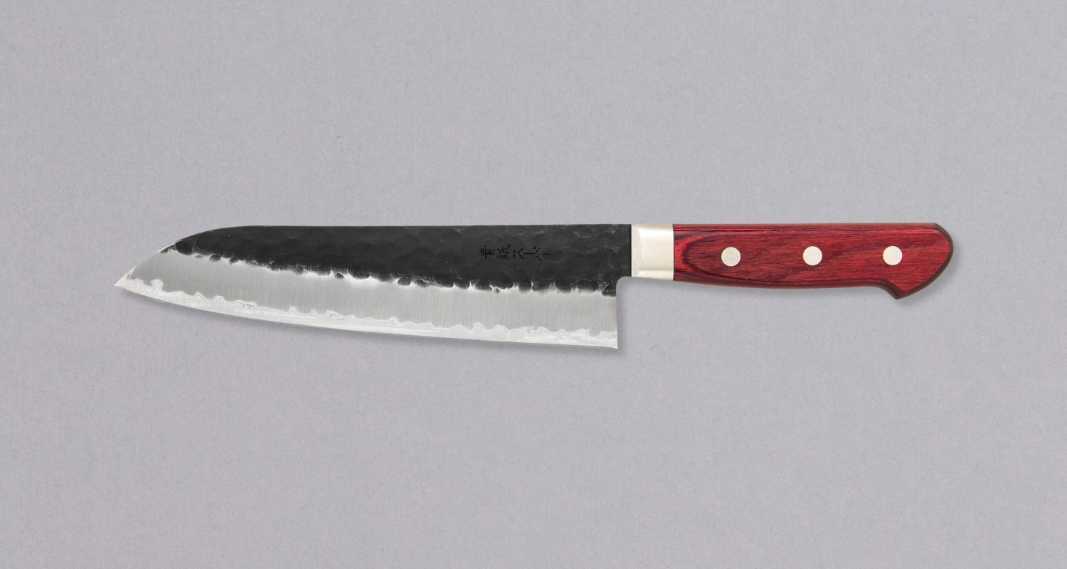 Tsunehisa Santoku Kuro-uchi Morado Red 180mm (7.1") 4 Tsunehisa Santoku Kuro-uchi Morado Red 180mm (7.1") - Image 2