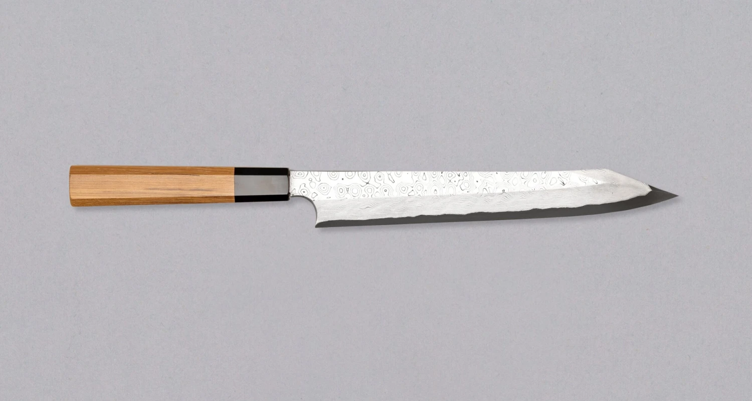 Nigara Kurozome Kiritsuke Yanagiba Aogami #2 Damascus 240mm (9.4") 3 Nigara Kurozome Kiritsuke Yanagiba Aogami #2 Damascus 240mm (9.4")