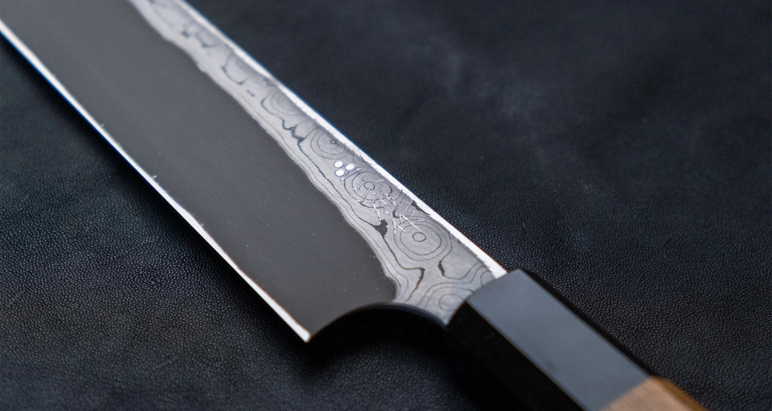 Nigara Kurozome Yanagiba Aogami #2 Damascus 270mm (10.6") 9 Nigara Kurozome Yanagiba Aogami #2 Damascus 270mm (10.6") - Image 7