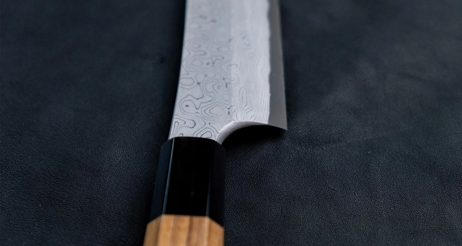Nigara Kurozome Yanagiba Aogami #2 Damascus 270mm (10.6") 8 Nigara Kurozome Yanagiba Aogami #2 Damascus 270mm (10.6") - Image 6
