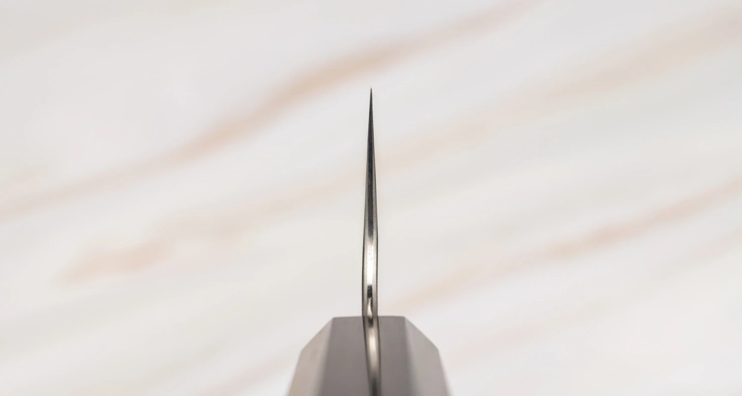 Nigara Santoku Aogami Super Migaki Tsuchime 180mm (7.1") 5 Nigara Santoku Aogami Super Migaki Tsuchime 180mm (7.1") - Image 3