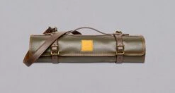 SharpEdge Chef's Leather Knife Roll [green] / Holds 6 Knives