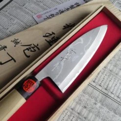 Tanaka Deba Damascus 165mm (6.5") -Sharpedge Shop Tanaka Deba box2