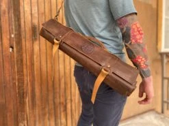 SharpEdge Chef's Leather Knife Roll [brown] / Holds 10 Knives -Sharpedge Shop brownleatherkniferoll1
